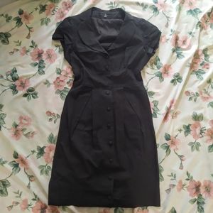 Navy Short Sleeve Button Down Dress